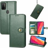 Voor Ulefone Note 11 Plus Effen Kleur Lederen Gesp Telefoon Case met Lanyard & Fotolijst & Kaartsleuf & Portemonnee & Stand Functie (Groen)