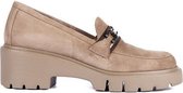 Unisa taupe suède loafers met sleehak