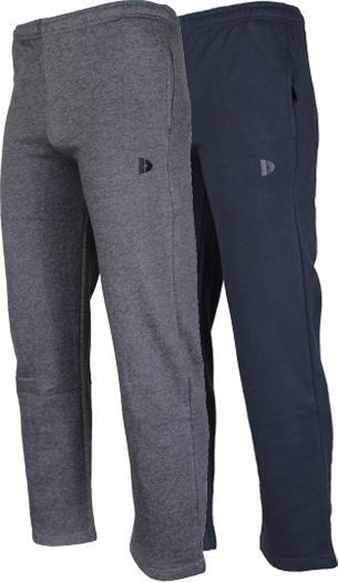 2-Pack Donnay - Joggingbroek rechte pijp (Wess) - Sportbroek - Heren - Charcoal-marl/Navy (1397) - maat S
