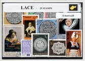 Kant – Luxe postzegel pakket (A6 formaat) : collectie van 25 verschillende postzegels van kant – kan als ansichtkaart in een A6 envelop - authentiek cadeau - kado - geschenk - kaar