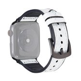 Struisvogeltextuur lederen vervangende horlogebanden voor Apple Watch Series 6 & SE & 5 & 4 44 mm / 3 & 2 & 1 42 mm (wit groen)