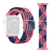 Gesp Gevlochten Elastische Band Horlogeband Voor Apple Watch Series 6 & SE & 5 & 4 44mm/3 & 2 & 1 42mm (Roze Blauw)