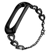Voor Xiaomi Mi Band 3/4 metalen hartvorm vervangende band horlogeband, kleur: zwart
