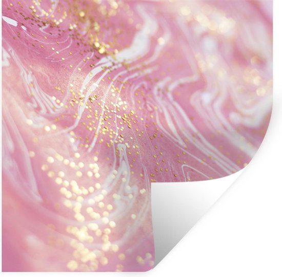 Muurstickers - Sticker Folie - Marmer - Luxe - Glitter - Roze - 80x80 cm - Plakfolie - Muurstickers Kinderkamer - Zelfklevend Behang - Zelfklevend behangpapier - Stickerfolie