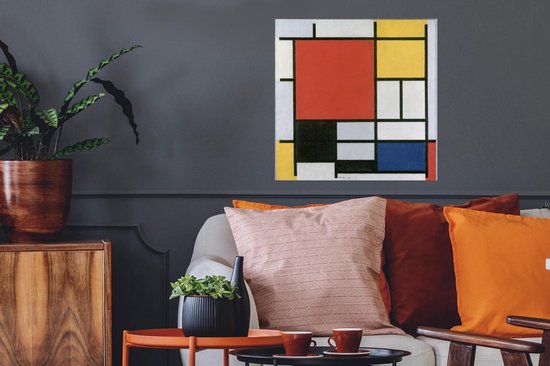Affiche Composition 2 en Rouge Blauw et Jaune - Piet Mondrian - 50x50 cm