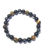 Wellness-House | Armband Power Stones 8mm | Natuurstenen Armband | Tijgeroog | Hematiet | Onyx | Kracht | Bescherming | Zen