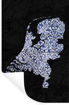Muurstickers - Sticker Folie - Kaart - Nederland - Delfts blauw - 60x90 cm - Plakfolie - Muurstickers Kinderkamer - Zelfklevend Behang - Zelfklevend behangpapier - Stickerfolie