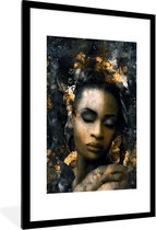 Fotolijst incl. Poster - Vrouwen - Abstract - Bloemen - 80x120 cm - Posterlijst