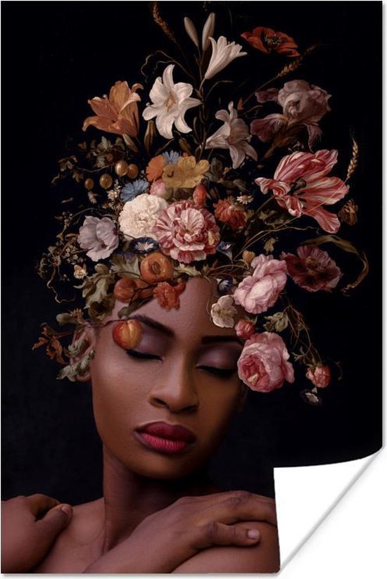 Poster Boeket - Vrouw - Make up - 20x30 cm