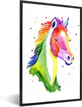 Affiche avec cadre Cheval - Arc-en-ciel - Wit - 40x60 cm