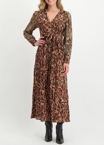 Tramontana | Maxi Jurk met Leopard Print Mix | Print Browns | Maat 40 | Jurken voor Vrouwen | Jurken Dames