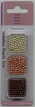 Perles nacrées rondes beige-bronze-marron 3 mm.