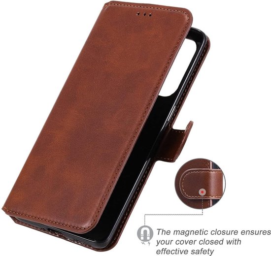 Oppo Find X3 Lite - Bookcase Marron - Etui portefeuille avec protecteur d'écran en Glas 1 pièce