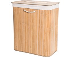 Decopatent Bamboe Wasmand - Dubbele Wasmand met deksel - Opvouwbaar - 110 L - Naturel