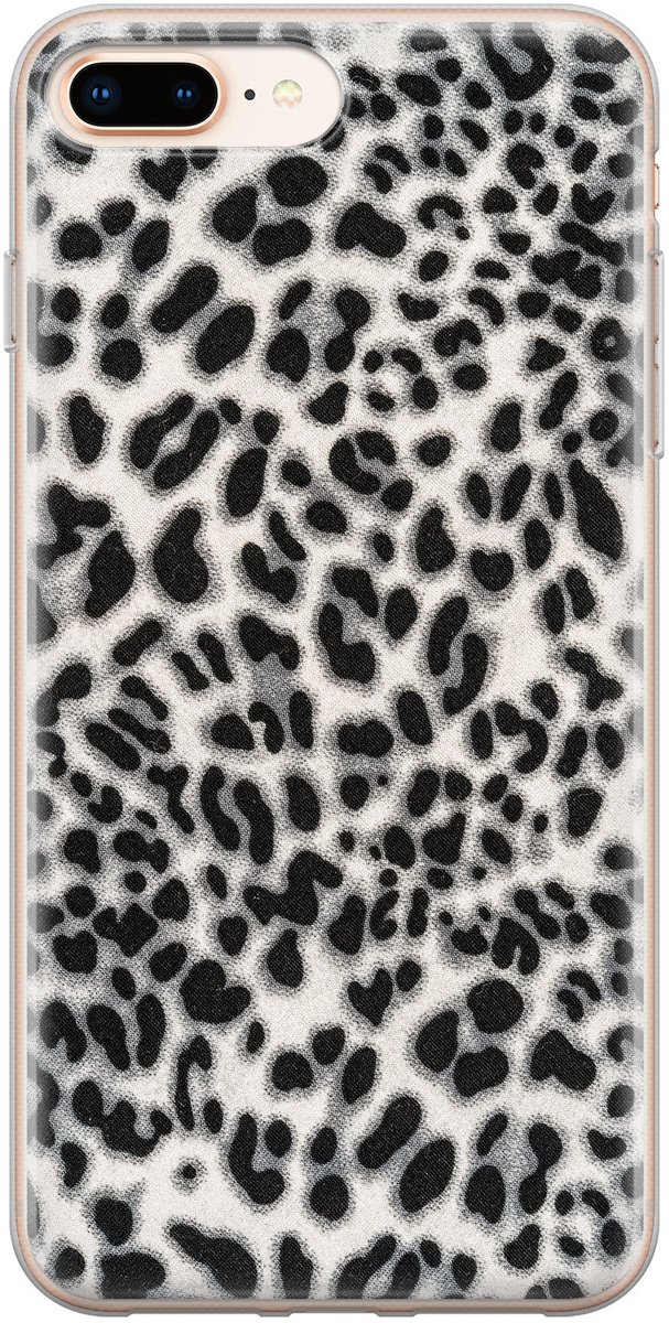 Leuke Telefoonhoesjes - Geschikt voor iPhone 8 Plus - Luipaard grijs - Soft case - TPU - Grijs