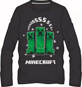 Minecraft T-shirt Lange mouw - Zwart - Maat 128 cm / 8 jaar