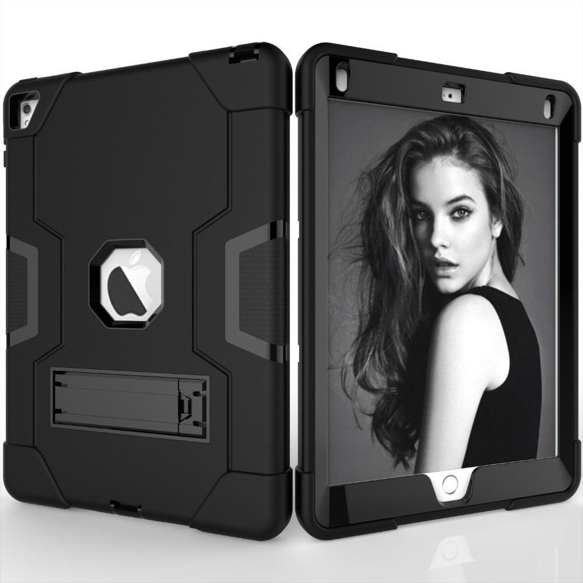 Shock Proof Standcase Hoes Geschikt voor: iPad 2018 (6e Generatie) - 9.7 inch - Zwart