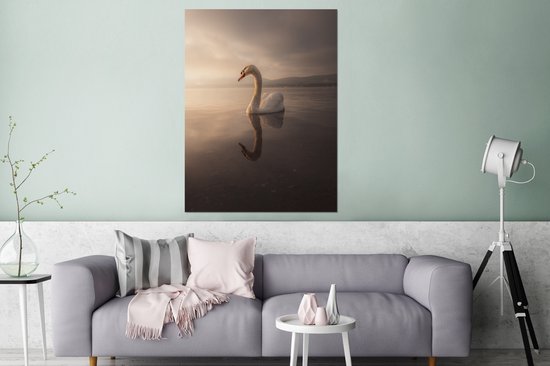 Swan sunset Aluminium 60x90 cm - Tirage photo sur aluminium (décoration murale métal)