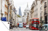 Tuindecoratie Londen - Engeland - Bus - 60x40 cm - Tuinposter - Tuindoek - Buitenposter