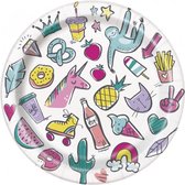 feestborden Birthday Icons 18 cm wit 8 stuks