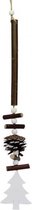 hangdecoratie kerstboom 45 x 6 cm hout/steen bruin/wit