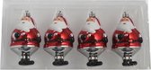 hanger Kerstman 11 cm glas rood/wit 4-delig