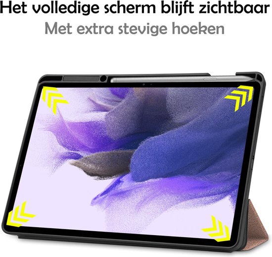 Samsung Tab S7 FE Case Luxe Case Book Case With Cutout S Pen - Samsung Galaxy Tab S7 FE 12,4 pouces - Or Rose