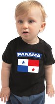 Panama baby shirt met vlag zwart jongens en meisjes - Kraamcadeau - Babykleding - Panama landen t-shirt 80 (7-12 maanden)
