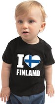 I love Finland baby shirt zwart jongens en meisjes - Kraamcadeau - Babykleding - Finland landen t-shirt 80 (7-12 maanden)