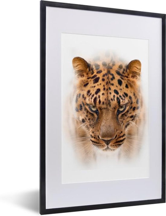Cadre photo avec affiche - Léopard - Tête - Wit - 40x60 cm - Cadre pour affiche