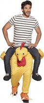 verkleedpak Funny chicken unisex geel maat L