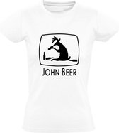 John Beer | Dames T-shirt | Wit | Boer | Trekker Tractor | Bier | Drank | Feest | Festival | Grappig | Cadeau