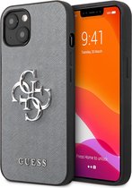 Guess Saffiano Metal Logo Back Case - Apple iPhone 13 (6.1") - Grijs