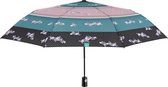 paraplu bloemen dames 96 cm microvezel roze/zwart