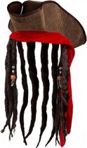 piratenhoed met dreads polyester bruin one-size