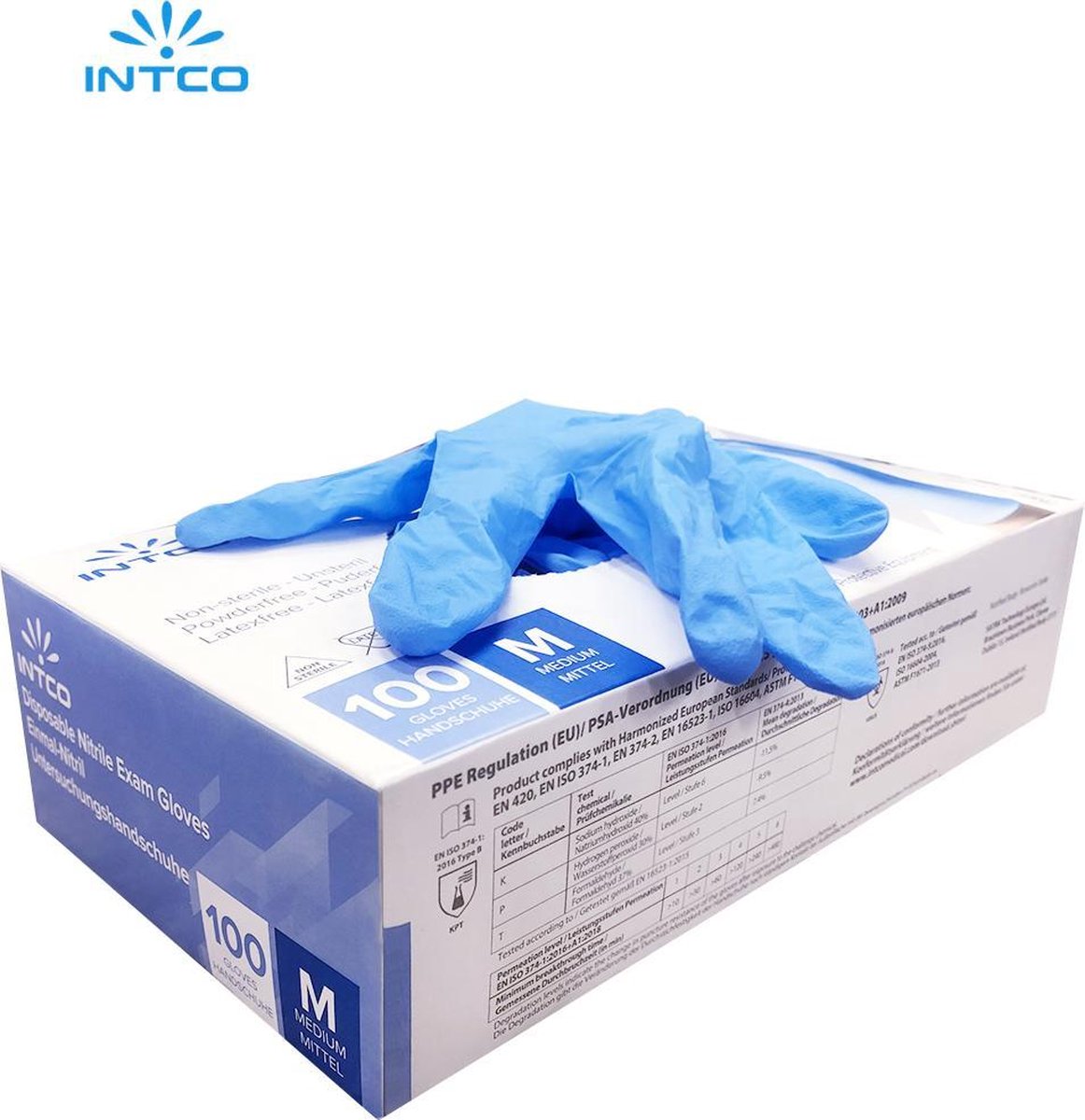 Goedkoopste Intco Nitril handschoenen - 400 Stuks Nitrile Wegwerp Handschoenen - Poedervrij, Latexvrij - Onderzoekshandschoenen - Maat L - Blauw