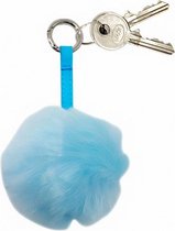 sleutelhanger pompom junior 6 cm pluche lichtblauw