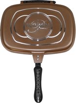 Platinum Dubbele pan / Grillpan - 32 cm - gietaluminium - omkeerbare grillpan - Koper