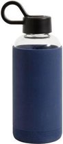 Glazen Fles W. Siliconen Huls, Donkerblauw
