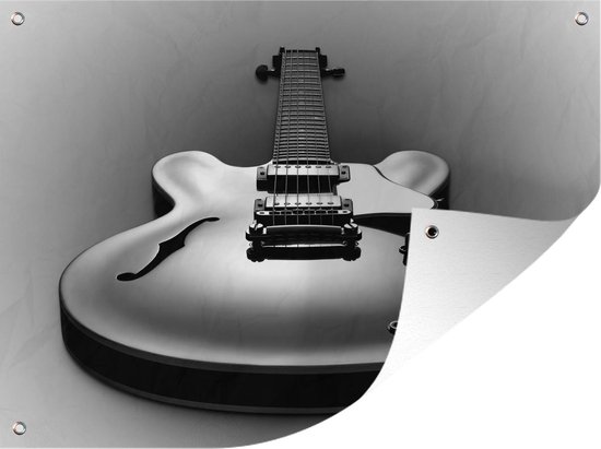 Tuinposter - Tuindoek - Tuinposters buiten - Elektrische gitaar - zwart wit - 120x90 cm - Tuin