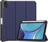 Custer Patroon Pure Kleur TPU Smart Tablet Holster met Slaapfunctie & 3-voudige Houder & Pen Slot Voor iPad mini 6 (Blauw)