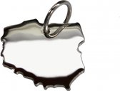 Zilveren Hanger land Polen | 925 Sterling Silver | met Gratis lederen hals ketting | vorm landkaart Poland | mooi, leuk souvenir en cadeau voor jezelf of een ander | landhanger zil