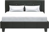 Eigentijds bed voor volwassenen - Simili Noir - Inclusief boxspring - 140 x 190 cm - EDOUARD