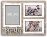 ZEP - Cadre Multi Photo en Bois Orietta 3Q avec texte "family" pour photos 2x10x15 et 13x18 taille 37x28,5 cm - HR1733