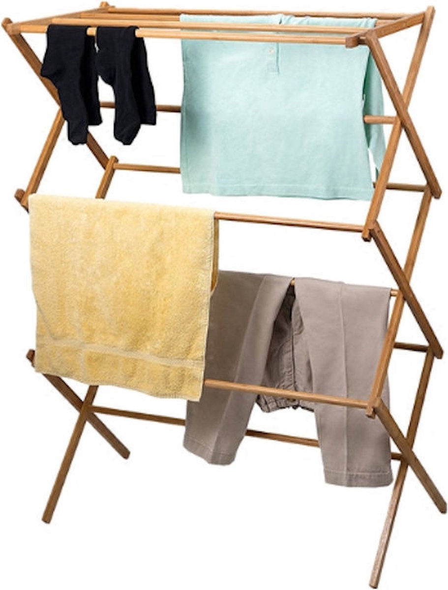 Handdoekenrek Bamboe met 3 Stangen RVS