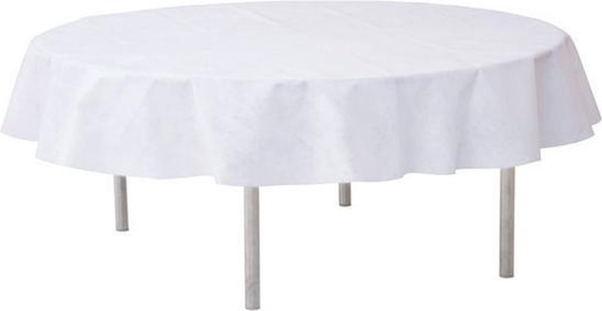Wit rond tafelkleed/tafellaken 180 cm stof Ronde tafelkleden White - Witte... bol.com