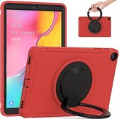 Voor Samsung Galaxy Tab A 10.1 T515/T510 2019 Schokbestendig TPU + PC Beschermhoes met 360 Graden Rotatie Opvouwbare Handgreep Houder & Pen Slot (Rood)