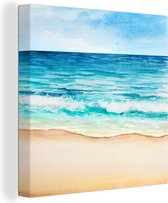 Canvas Schilderij Strand - Zee - Golf - 90x90 cm - Wanddecoratie