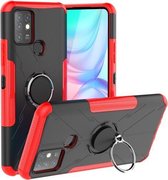 Voor Infinix Note 10 Armor Bear schokbestendige pc + TPU-beschermhoes met ringhouder (rood)