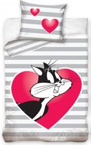 dekbedovertrek Looney Tunes grijs/roze 140 x 200 cm